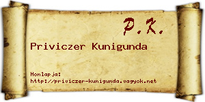 Priviczer Kunigunda névjegykártya